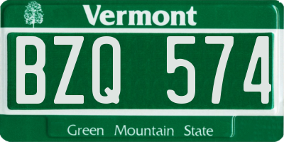 VT license plate BZQ574