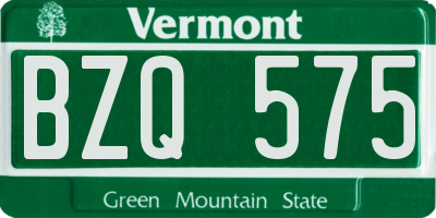 VT license plate BZQ575