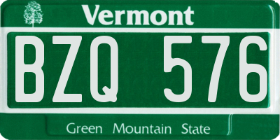 VT license plate BZQ576