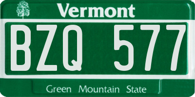 VT license plate BZQ577