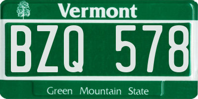 VT license plate BZQ578