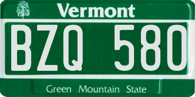 VT license plate BZQ580