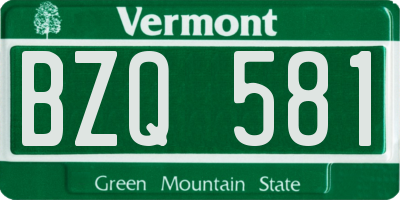 VT license plate BZQ581