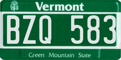 VT license plate BZQ583