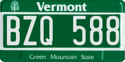 VT license plate BZQ588
