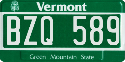VT license plate BZQ589