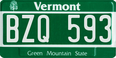 VT license plate BZQ593