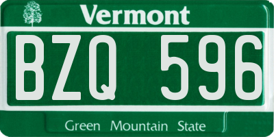 VT license plate BZQ596