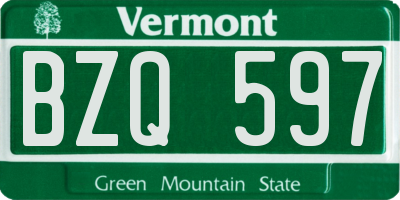 VT license plate BZQ597