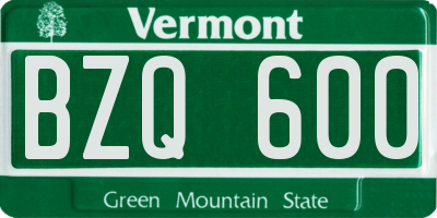 VT license plate BZQ600