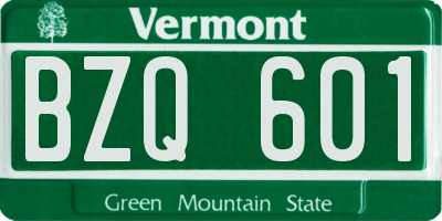 VT license plate BZQ601