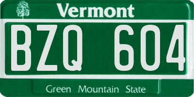 VT license plate BZQ604