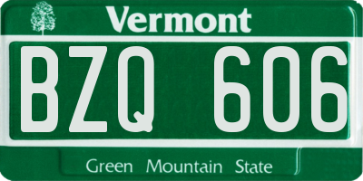 VT license plate BZQ606
