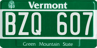 VT license plate BZQ607