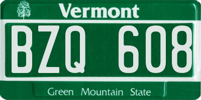 VT license plate BZQ608