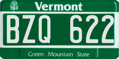 VT license plate BZQ622