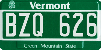 VT license plate BZQ626