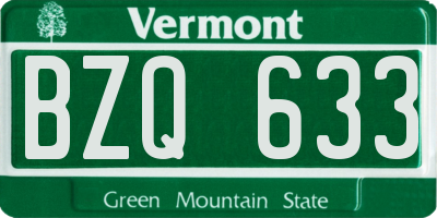 VT license plate BZQ633
