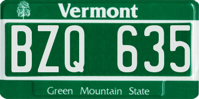 VT license plate BZQ635