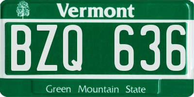 VT license plate BZQ636