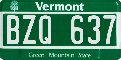 VT license plate BZQ637