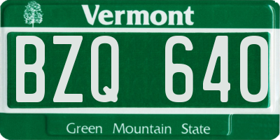 VT license plate BZQ640