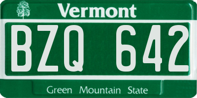 VT license plate BZQ642