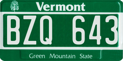 VT license plate BZQ643
