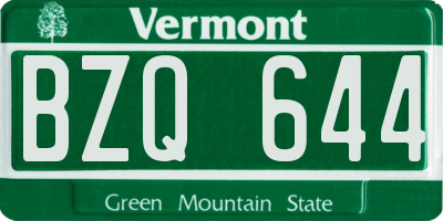 VT license plate BZQ644