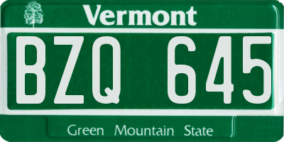 VT license plate BZQ645