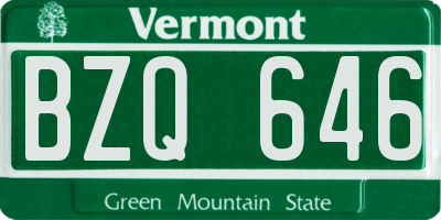 VT license plate BZQ646