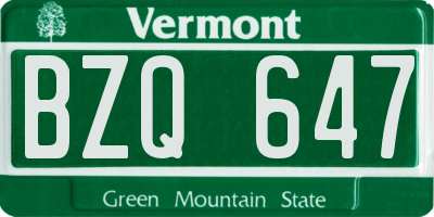 VT license plate BZQ647