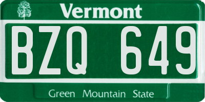 VT license plate BZQ649