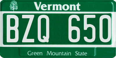 VT license plate BZQ650