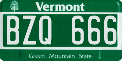 VT license plate BZQ666