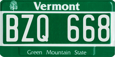 VT license plate BZQ668