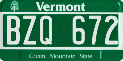 VT license plate BZQ672