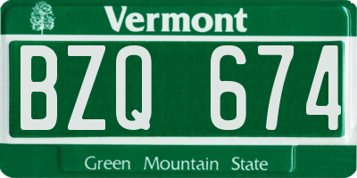 VT license plate BZQ674