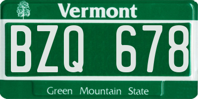 VT license plate BZQ678