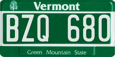 VT license plate BZQ680