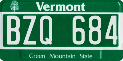 VT license plate BZQ684