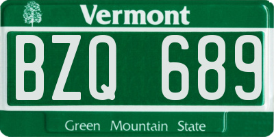 VT license plate BZQ689
