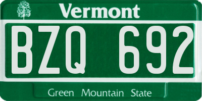 VT license plate BZQ692