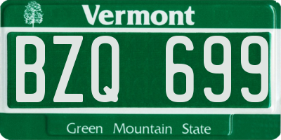 VT license plate BZQ699