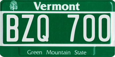 VT license plate BZQ700