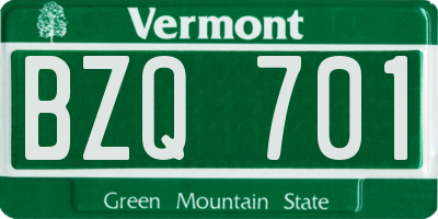 VT license plate BZQ701