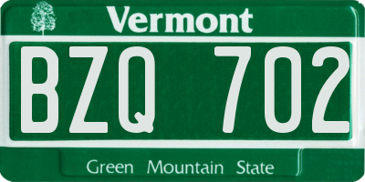 VT license plate BZQ702