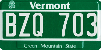 VT license plate BZQ703