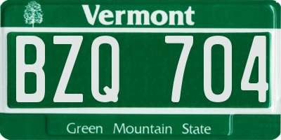 VT license plate BZQ704