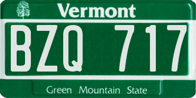 VT license plate BZQ717